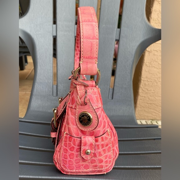 Dooney & Bourke Double Front Pocket Nile Collection Croc Embossed Pink Handbag - Picture 4 of 15